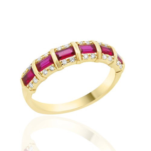 Δαχτυλίδι μισόβερο με ρουμπίνια